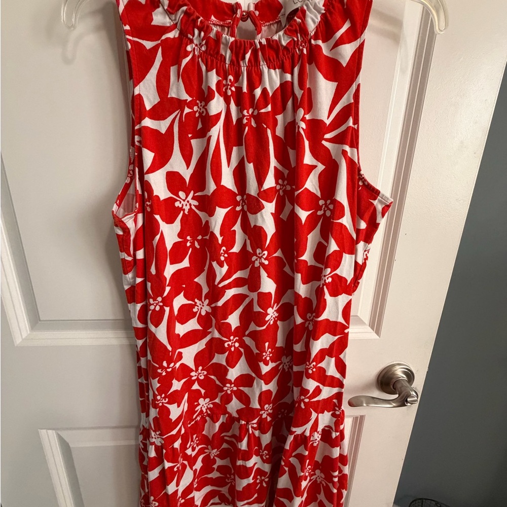 Sleeveless Red & White Floral M Dress